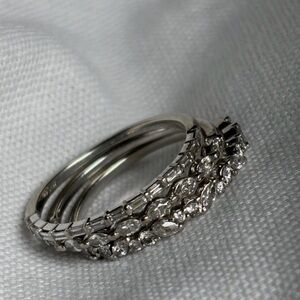 14kt White Gold Varying in Cut Diamond Band Stacking Set of 3- Size 8